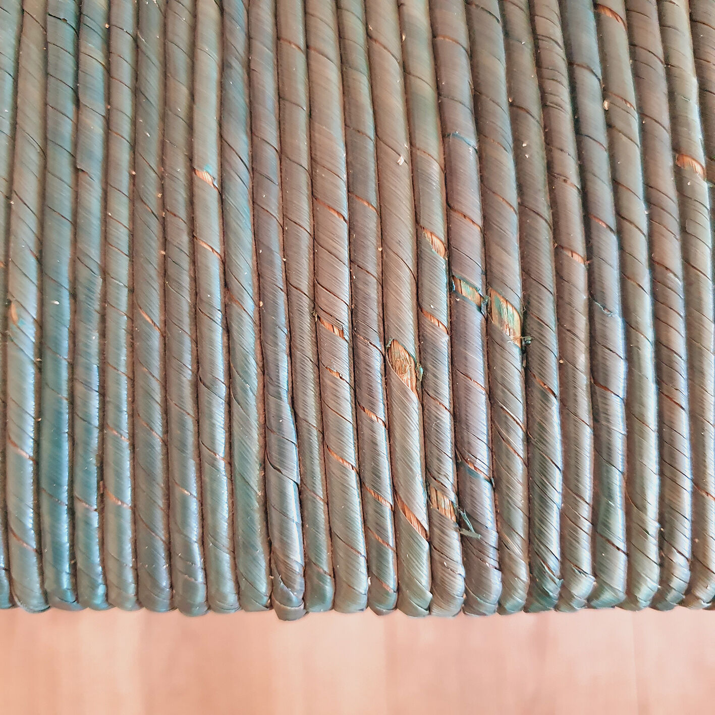 Pair of armchairs and vintage coffee table straw, wood and metal