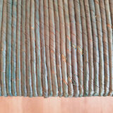 Pair of armchairs and vintage coffee table straw, wood and metal