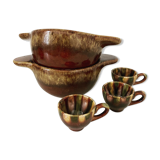 Duo of flamed bowls and matching dinette cups