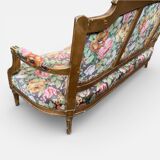 19th-century floral velvet bench