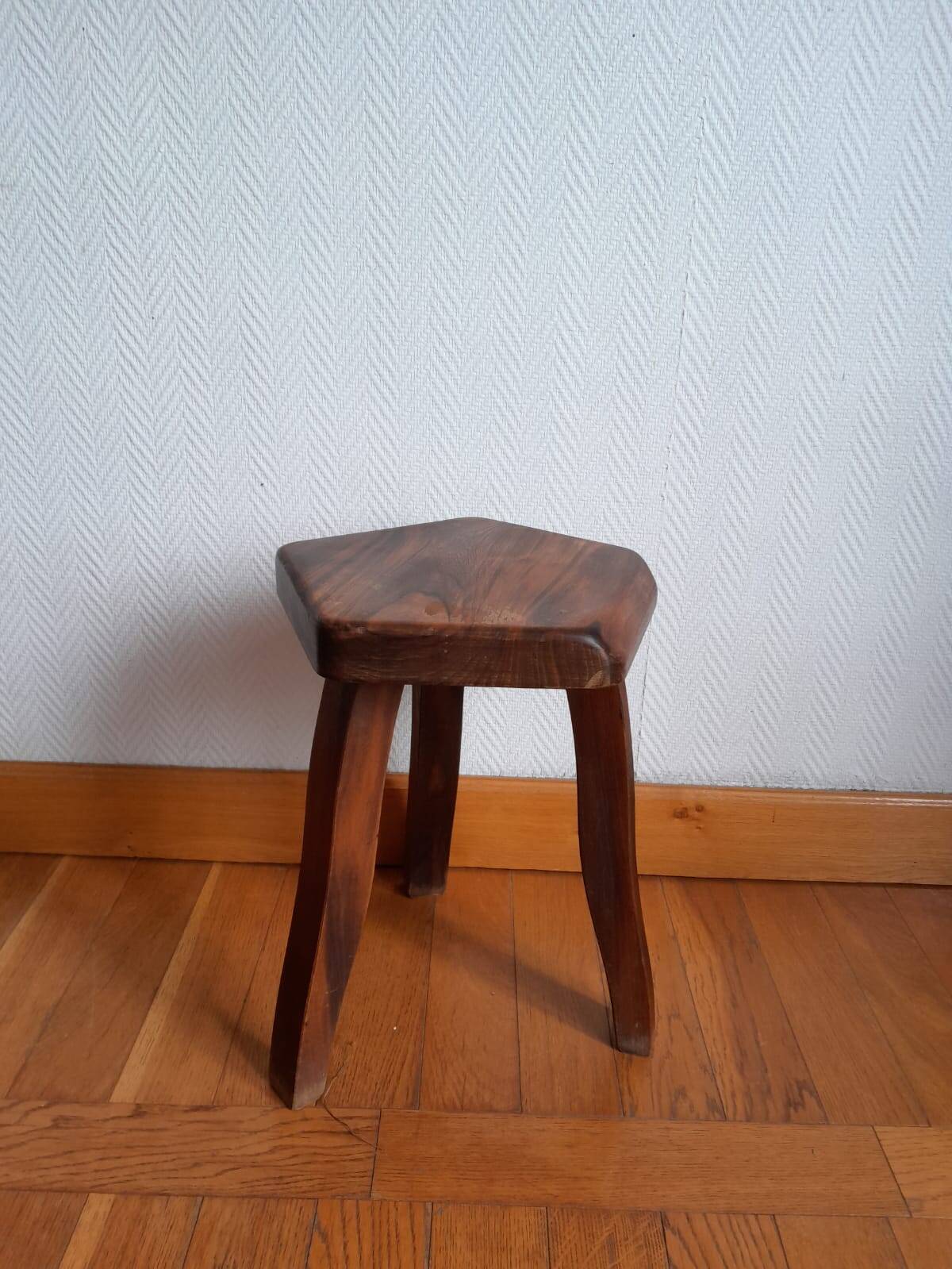 Brutalist wooden tripod stool