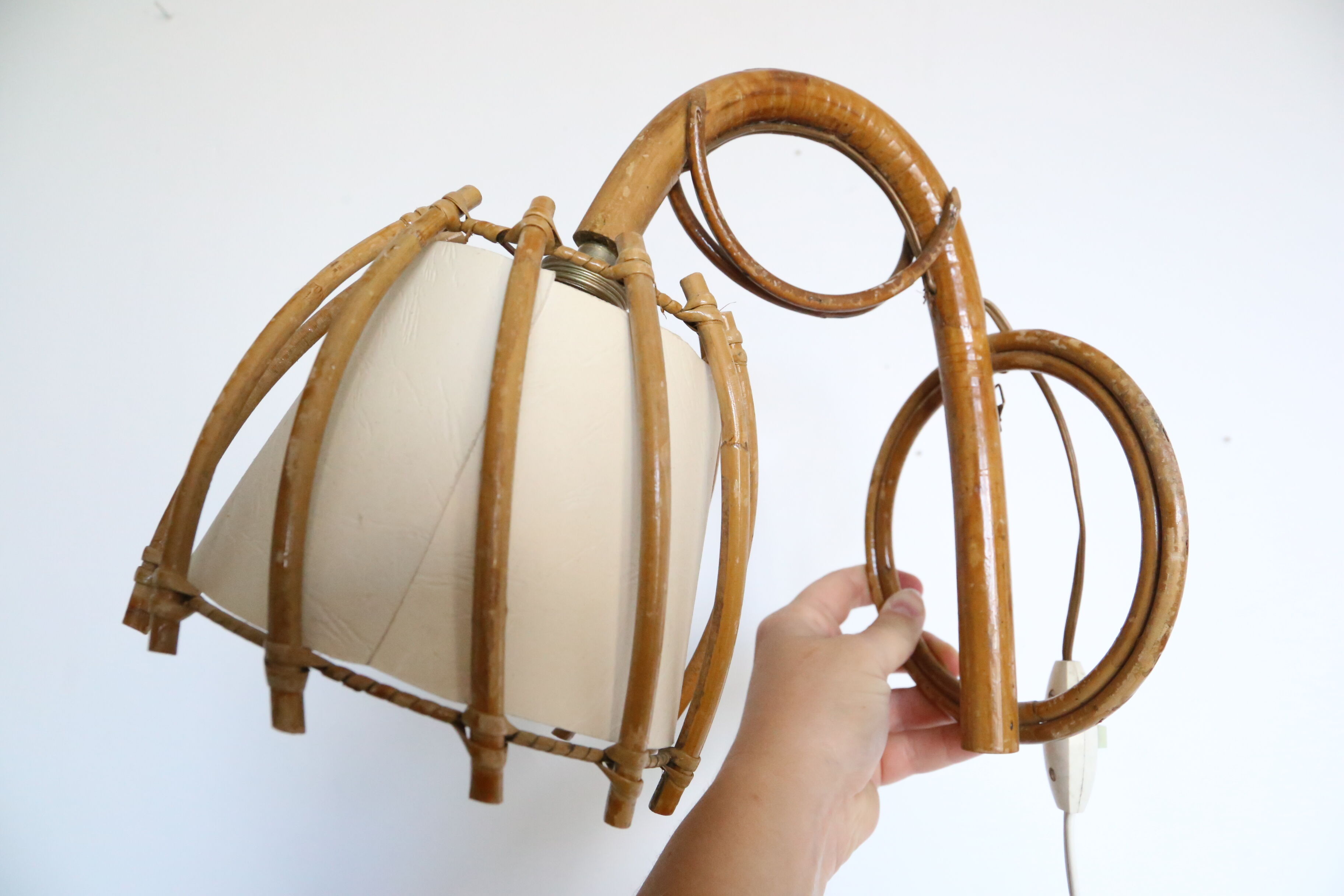 Rattan sconce, vintage