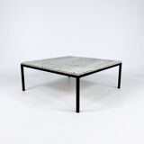 Mid Century Minimalistic Steel and Travertine Coffee Table, 1960s