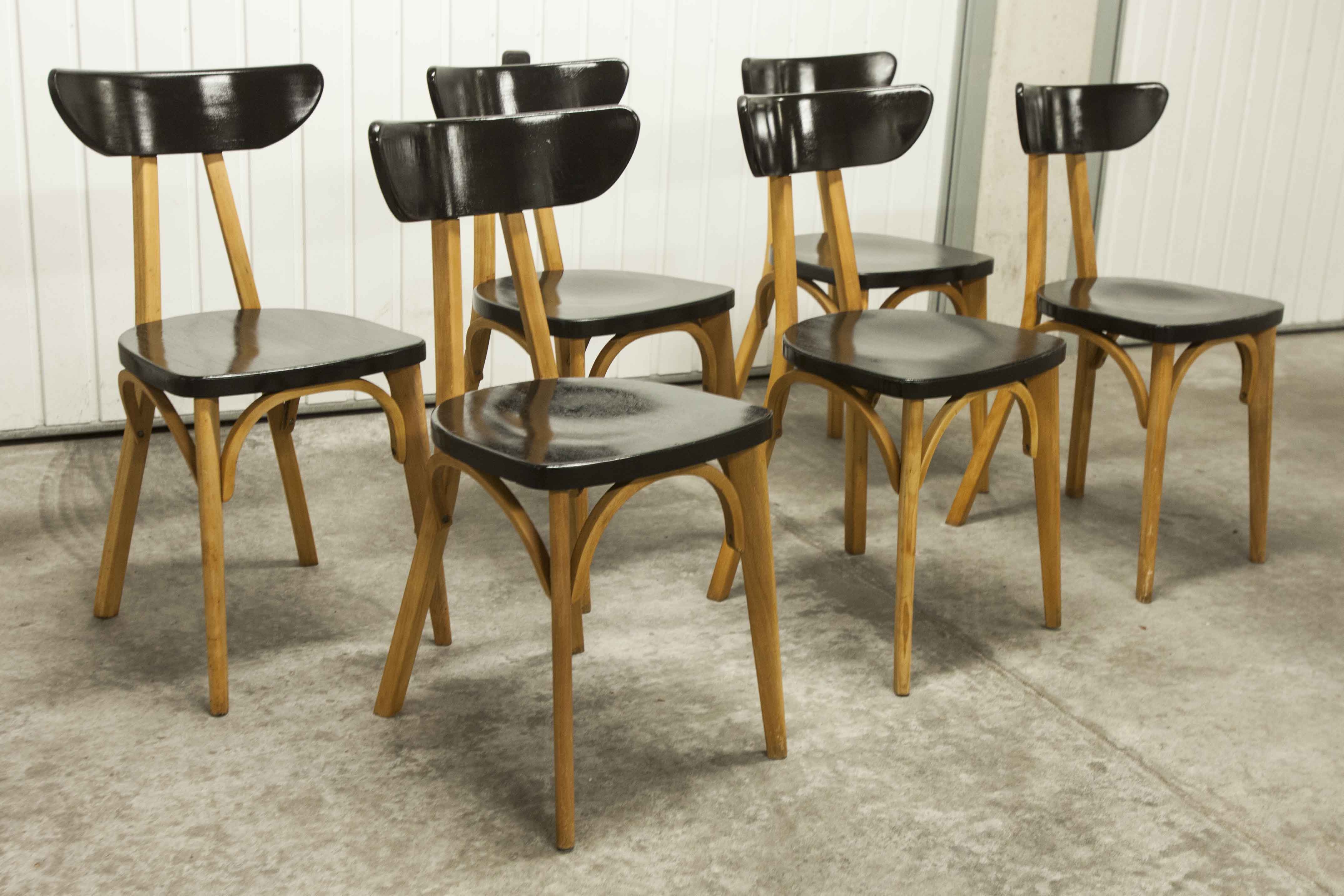 Set of 6 restored Luterma "banana" chairs