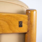 Armchair in dark wood and upholstered with light elegance leather of danish design, 1960s