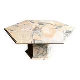 Vintage hexagonal pink and grey marble coffee table, 1980s