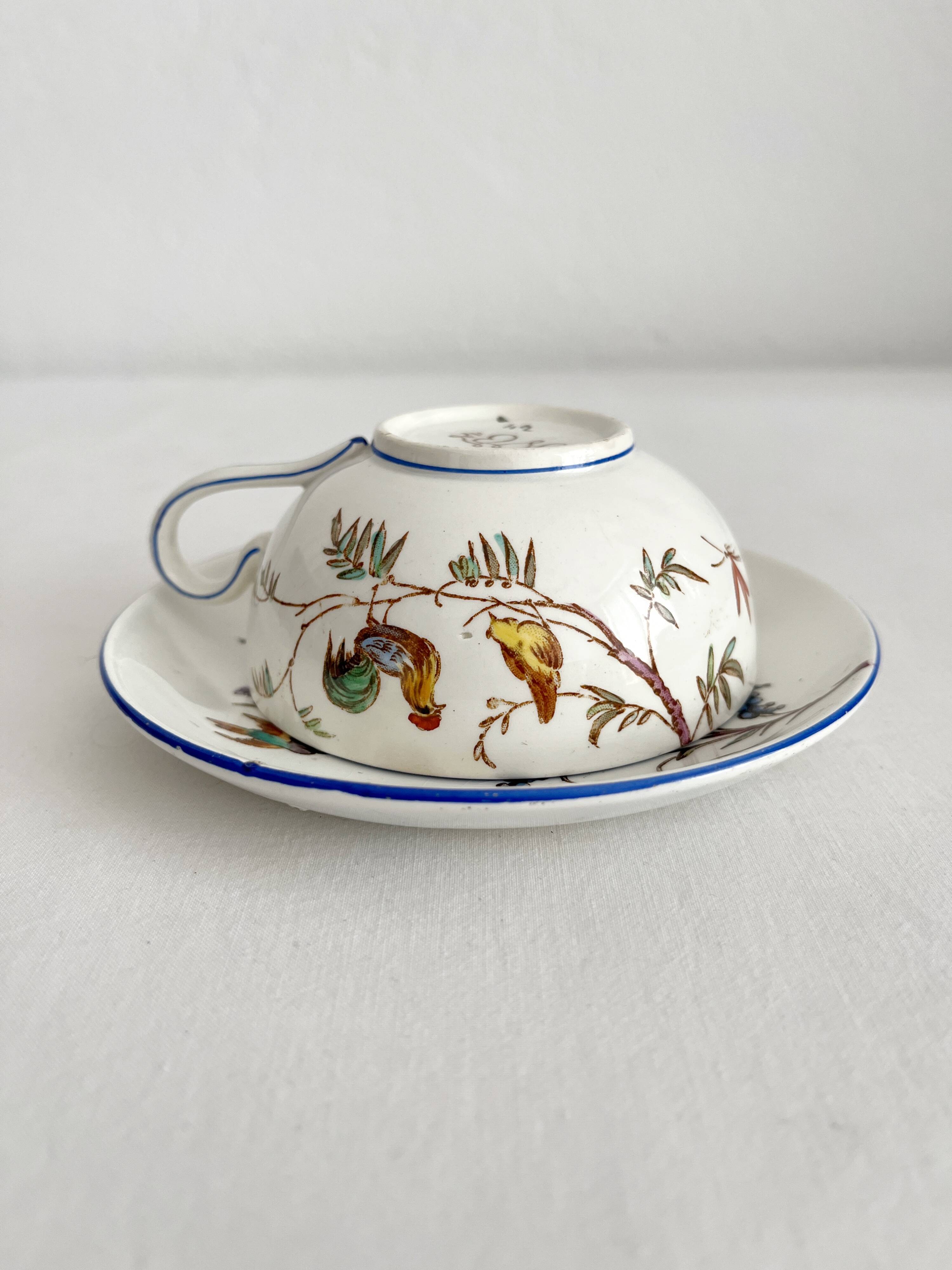 Polychrome ironstone cup "Nella" by Jules Veillard, Bordeaux (JVB)