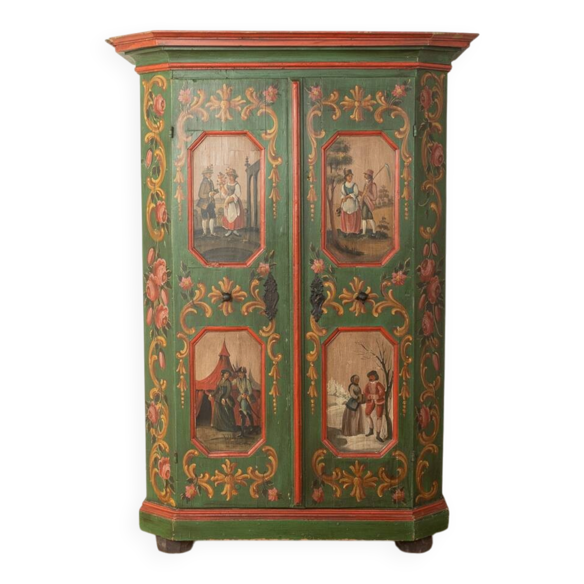 Antique Hand-Painted Folk Art Armoire