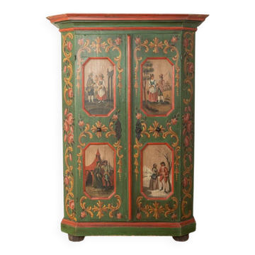 Antique Hand-Painted Folk Art Armoire