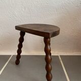 Old wood tripod farm stool