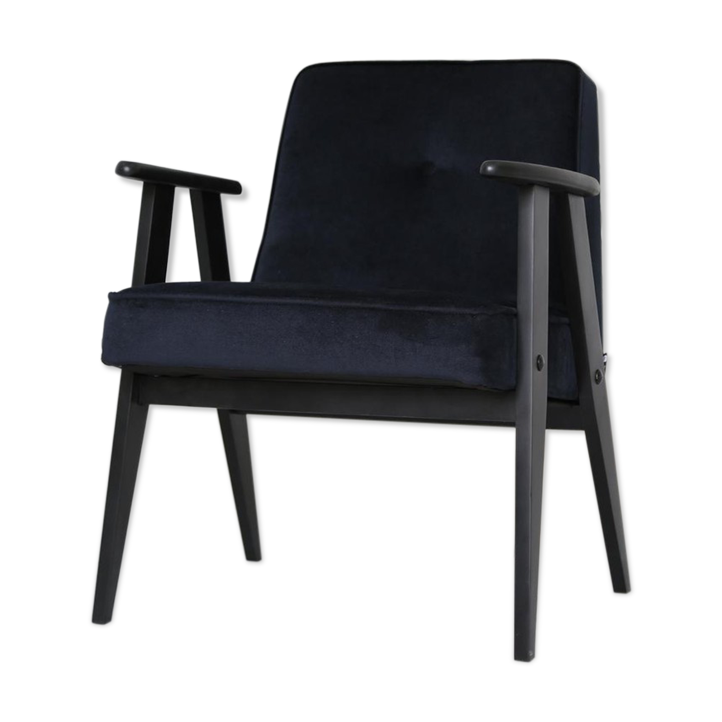 Fauteuil polonais "366" du milieu du siècle en noir, conçu en 1962 par J. Chierowski