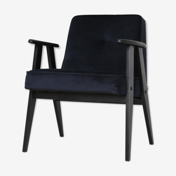 Polish "366" mid-century club chair in black, designed in 1962 by J. Chierowski