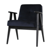 Fauteuil polonais "366" du milieu du siècle en noir, conçu en 1962 par J. Chierowski