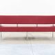 Business class 3-seater sofa in red leather and chrome iron legs, 1990s