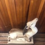 Old statue charles lemanceau antelope ceramic art deco vintage #a376