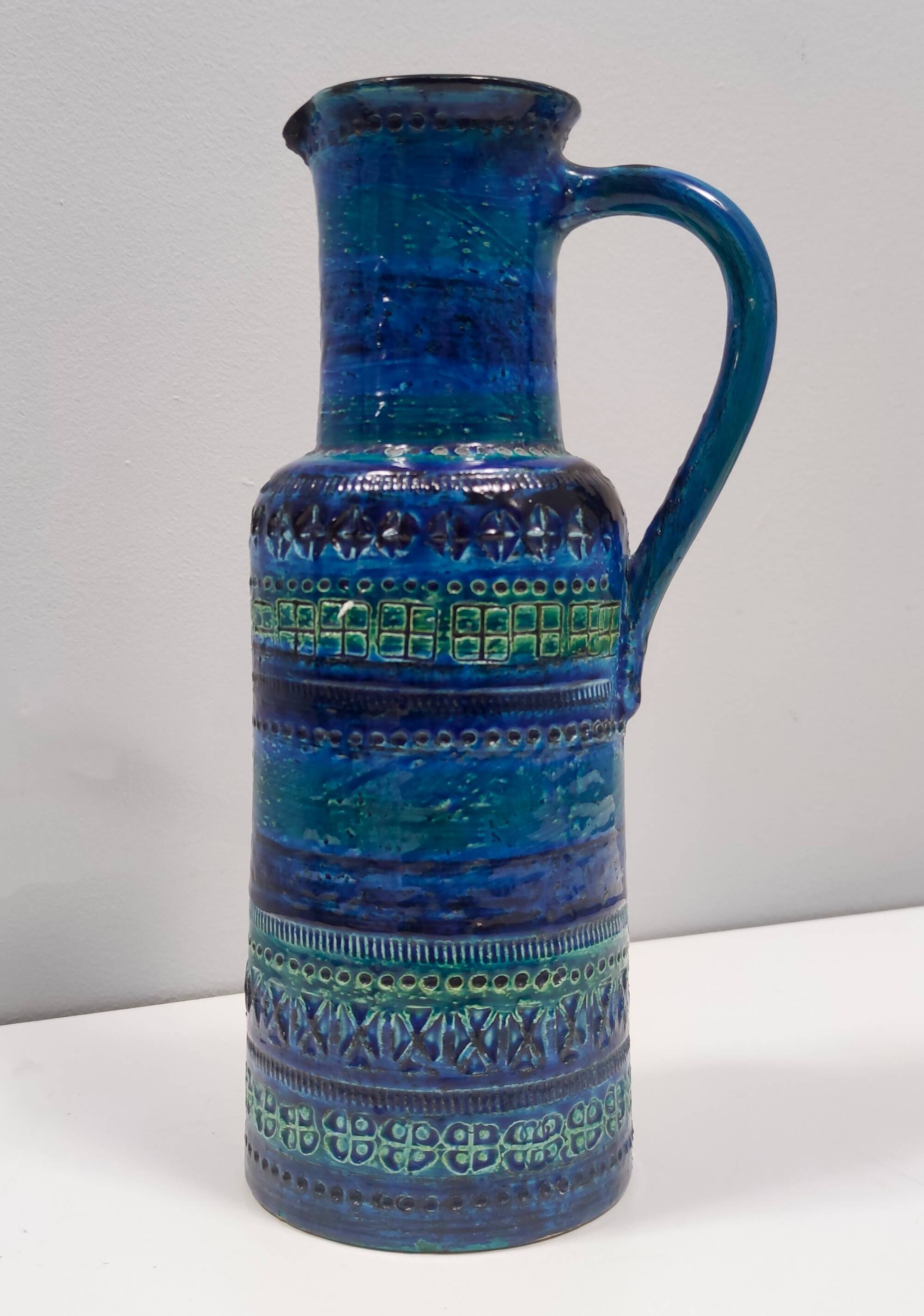 Rimini Blue Ceramic Pitcher Vase by A. Londi and F. Montelupo for Bitossi