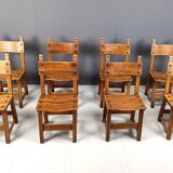 Set of 8 Brutalist Spanish Dining Chairs, 1950s