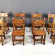 Ensemble de 8 chaises à repas espagnoles brutalistes, années 1950
