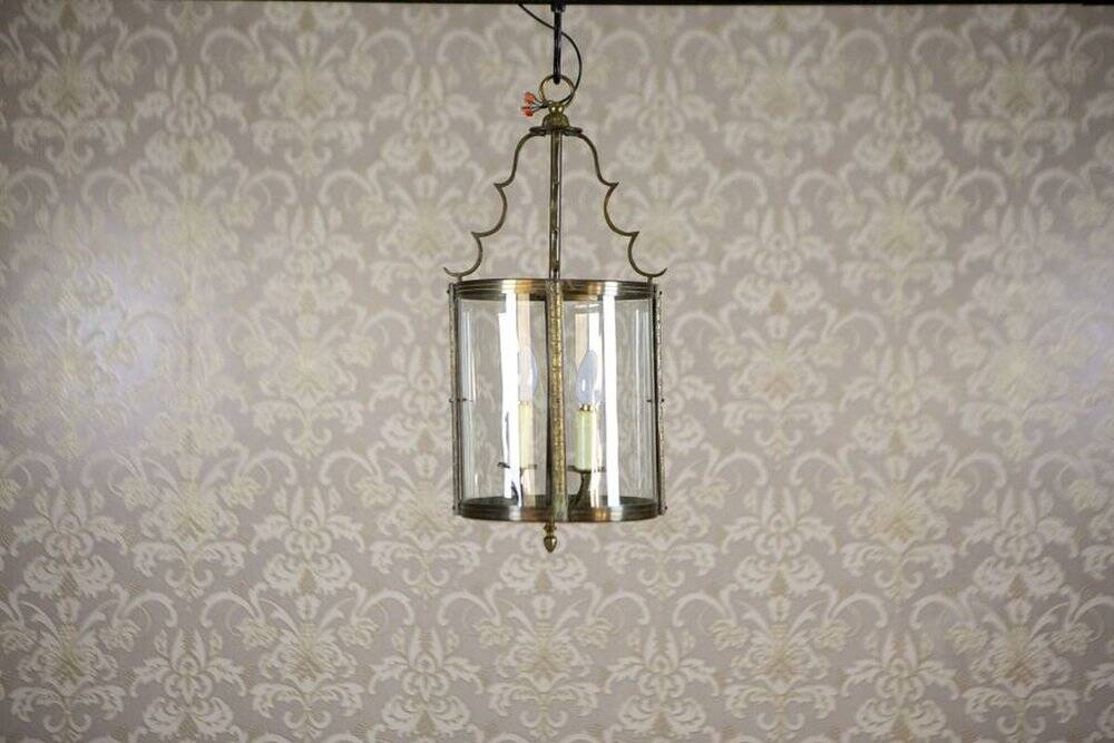 Mid-Century Metal & Glass Pendant Lamp