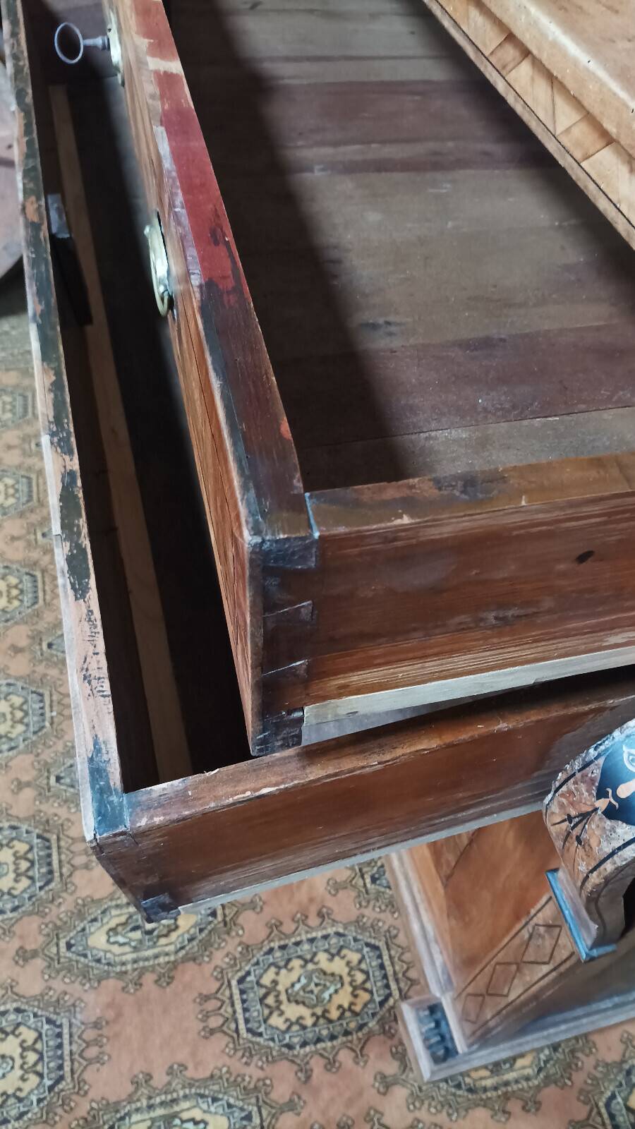 Biedermeier buffet in precious wood marquetry and ebony