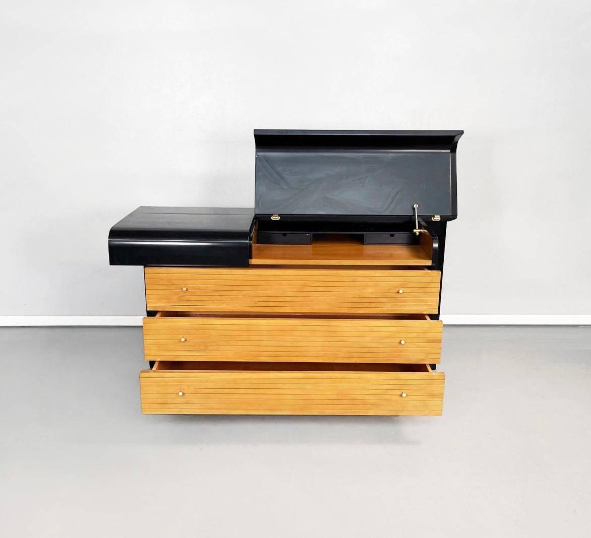 French Commode with Drop-Front Secretary Desk, 3 Drawers, Pierre Cardin 1980s