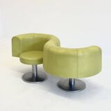 Yellow green space age bench with wavy design