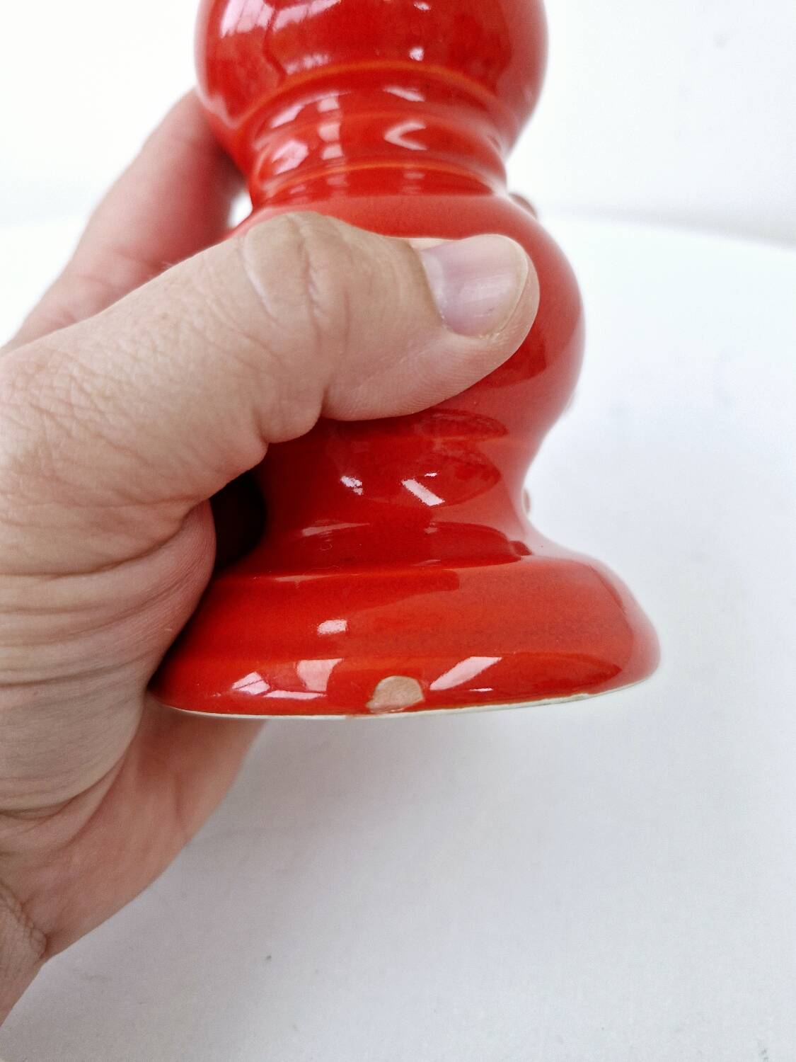 Bougeoir Chandelier Rouge En Céramique Vintage Schramberg Allemagne