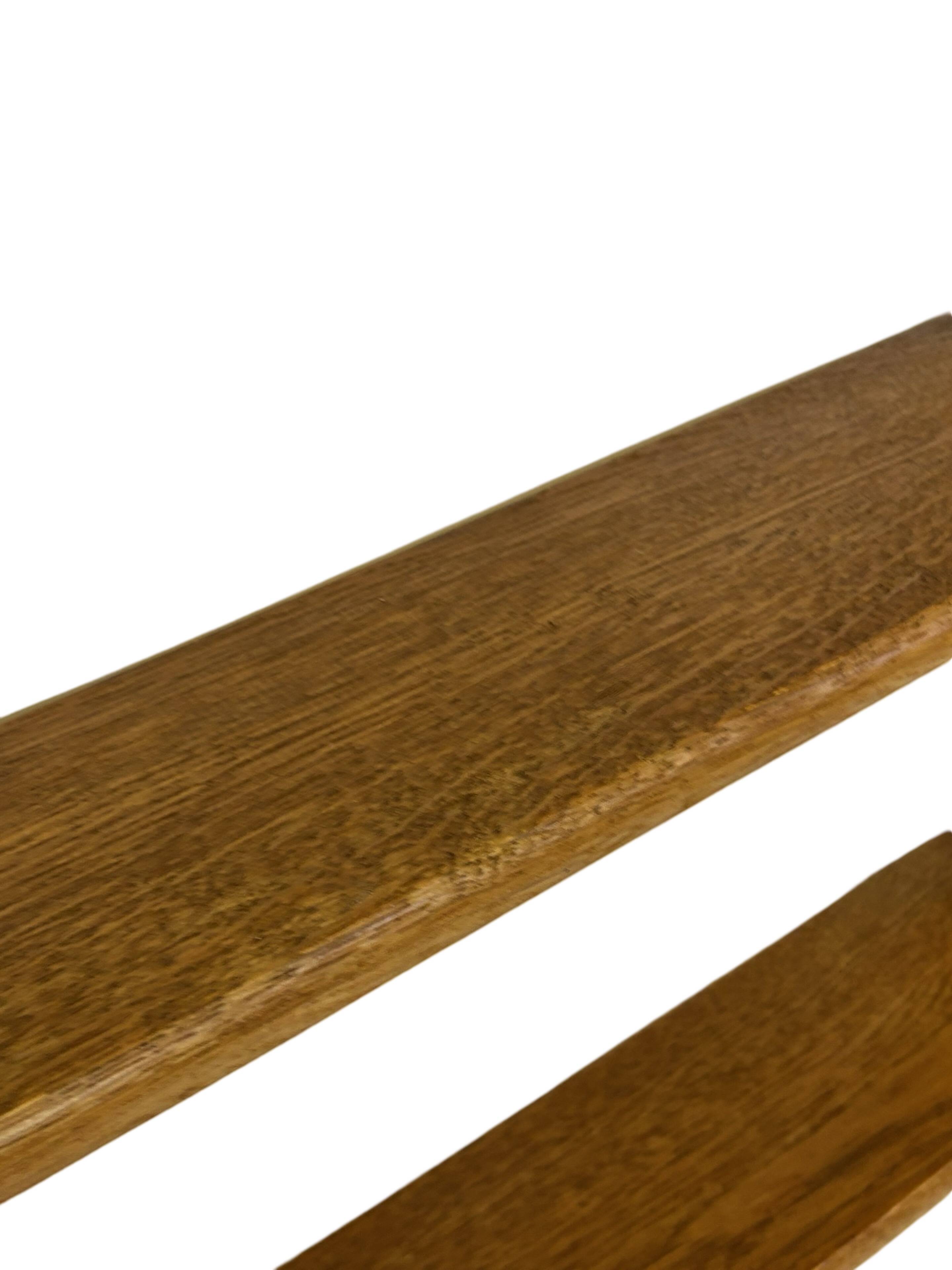 Vintage solid wooden wall rack with 3 shelves 70s oak rack