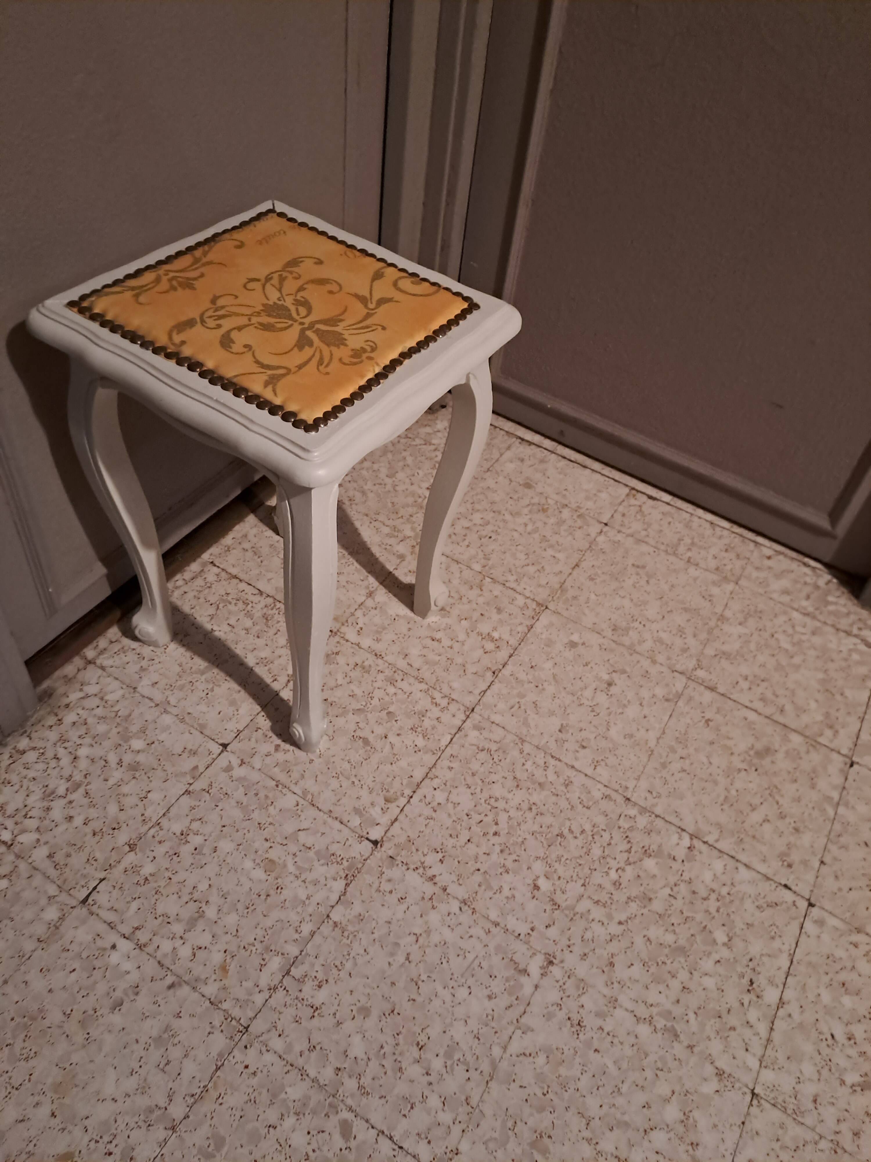 Wooden piano stool painted in linen grey 1950