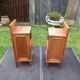 Vintage bedside tables with solid oak compass legs (pair)