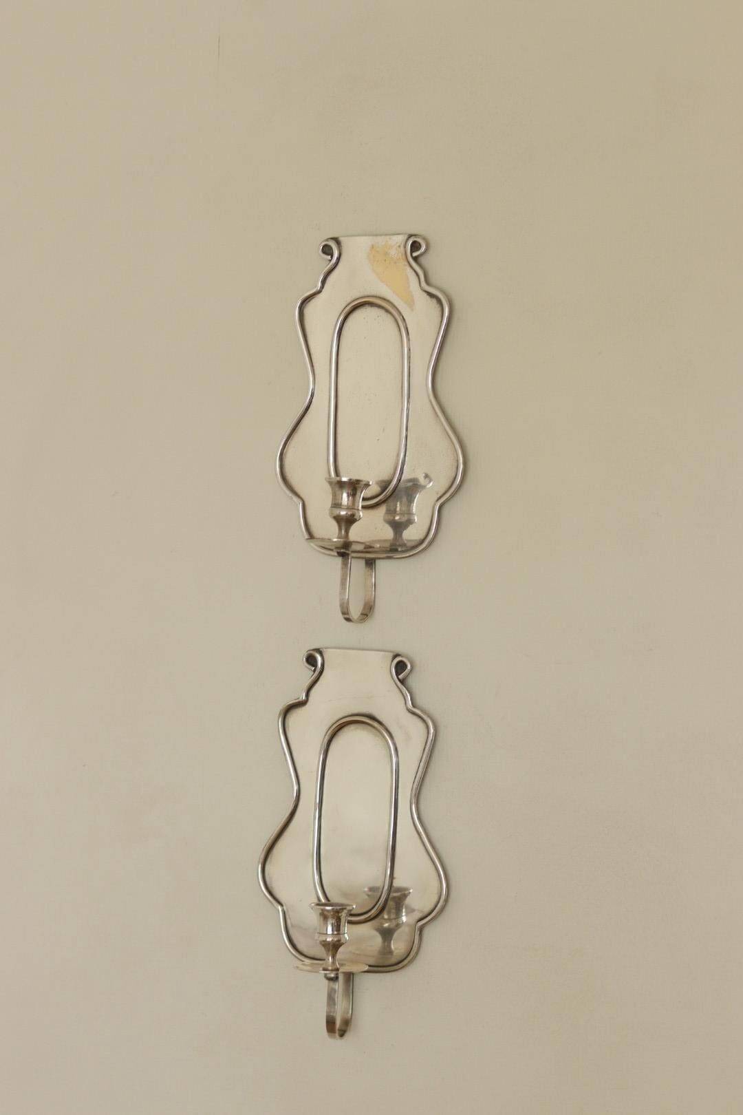 Pair Of Mid Century Swedish Pewter Sconces