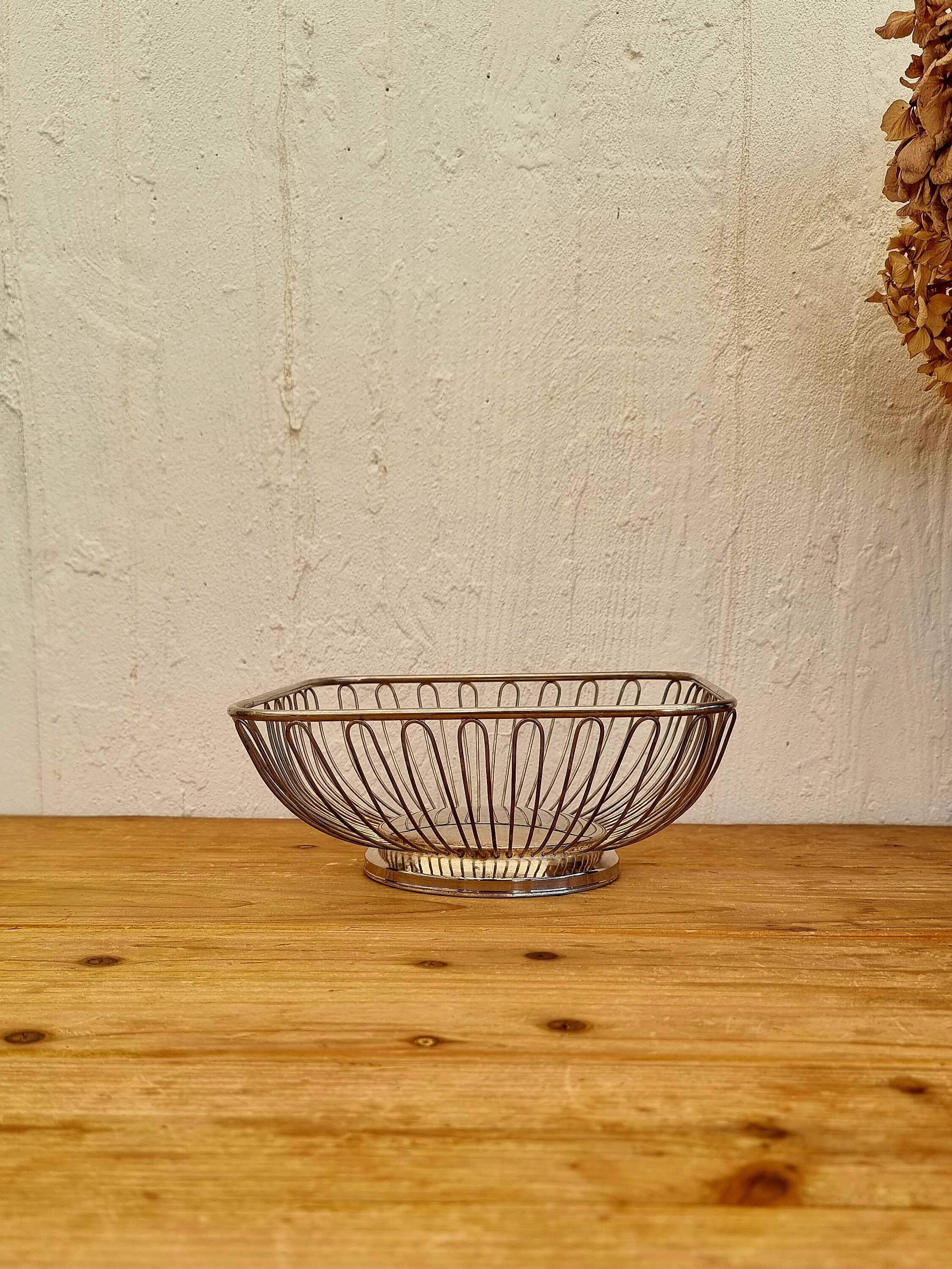Vintage silver metal basket