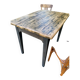 Table de ferme rénovée noire et bois brut