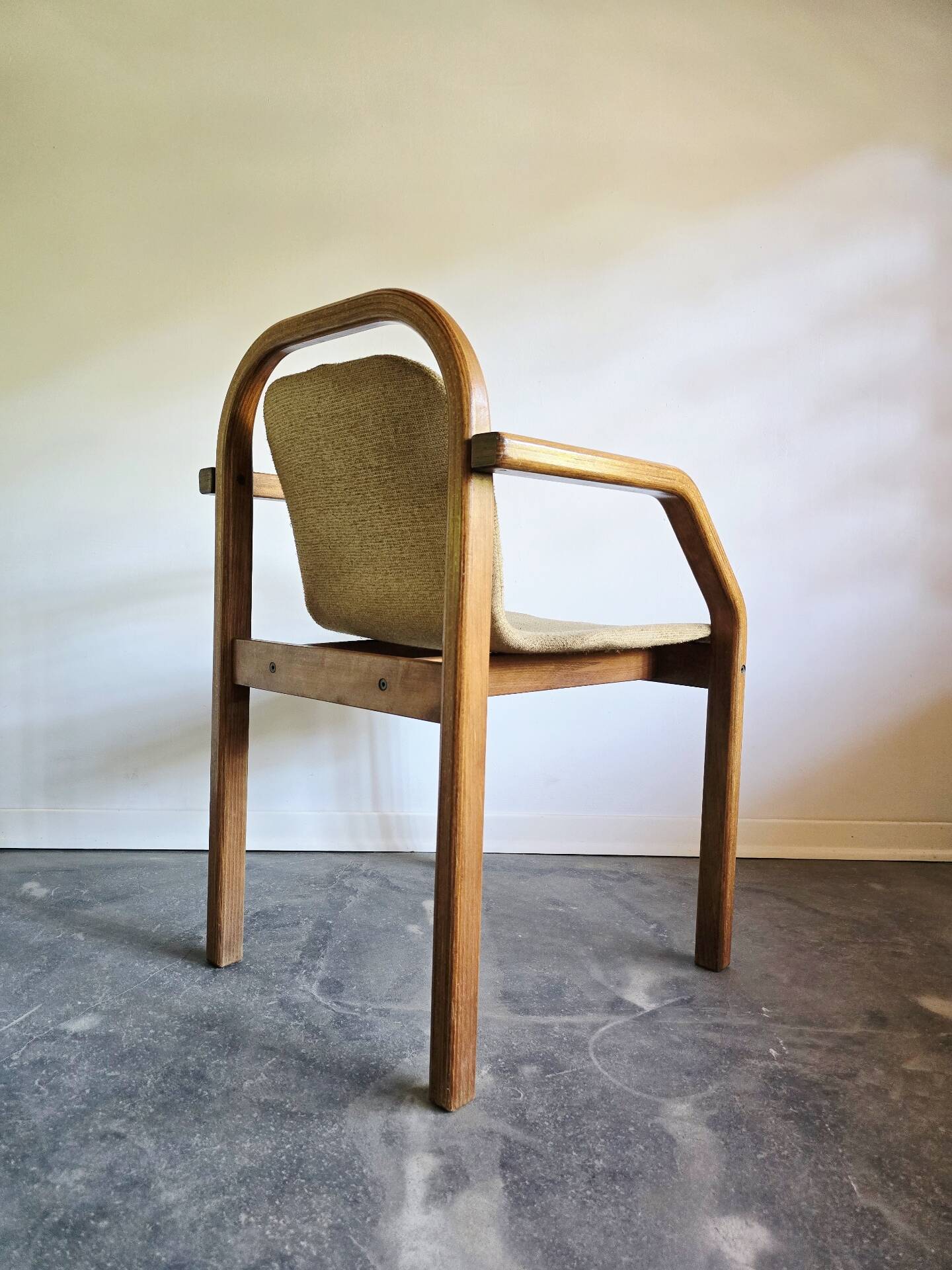 Bentwood armchair from the 1980s, upholstered, Scandinavian style, for dining room or office.