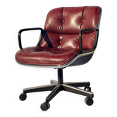 Fauteuil Bureau Pollock Cuir Bordeaux - Knoll International