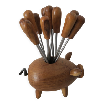 Vintage pig with wooden picks