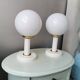 Set of 2 vintage Bony Design table lamps with 80s glass bulb hood