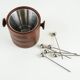 Danish teak and steel ice bucket, 1970s, Scandinavian Modern barware