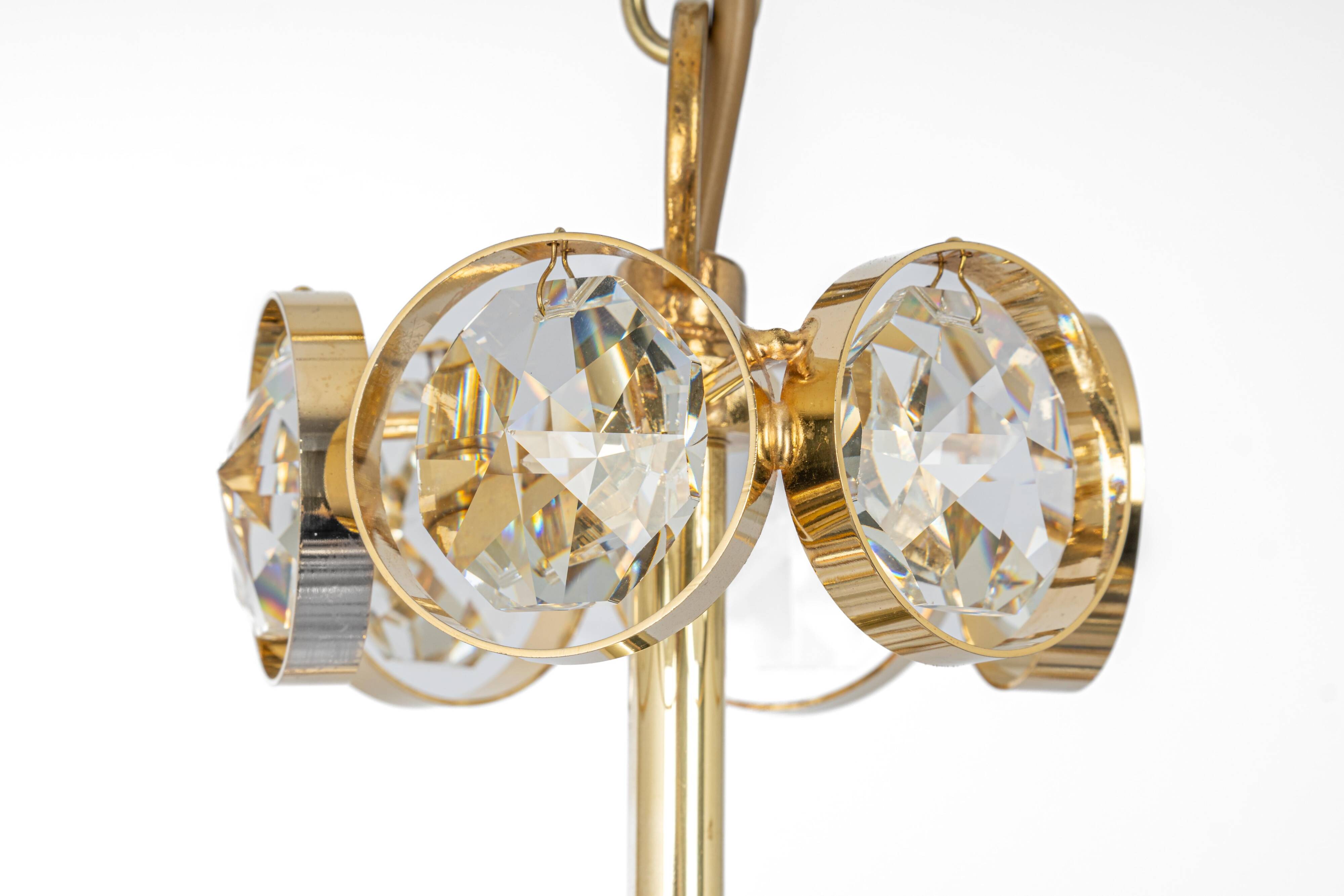 Golden brass chandelier, Sciolari design by Palwa, Germany, 1970s