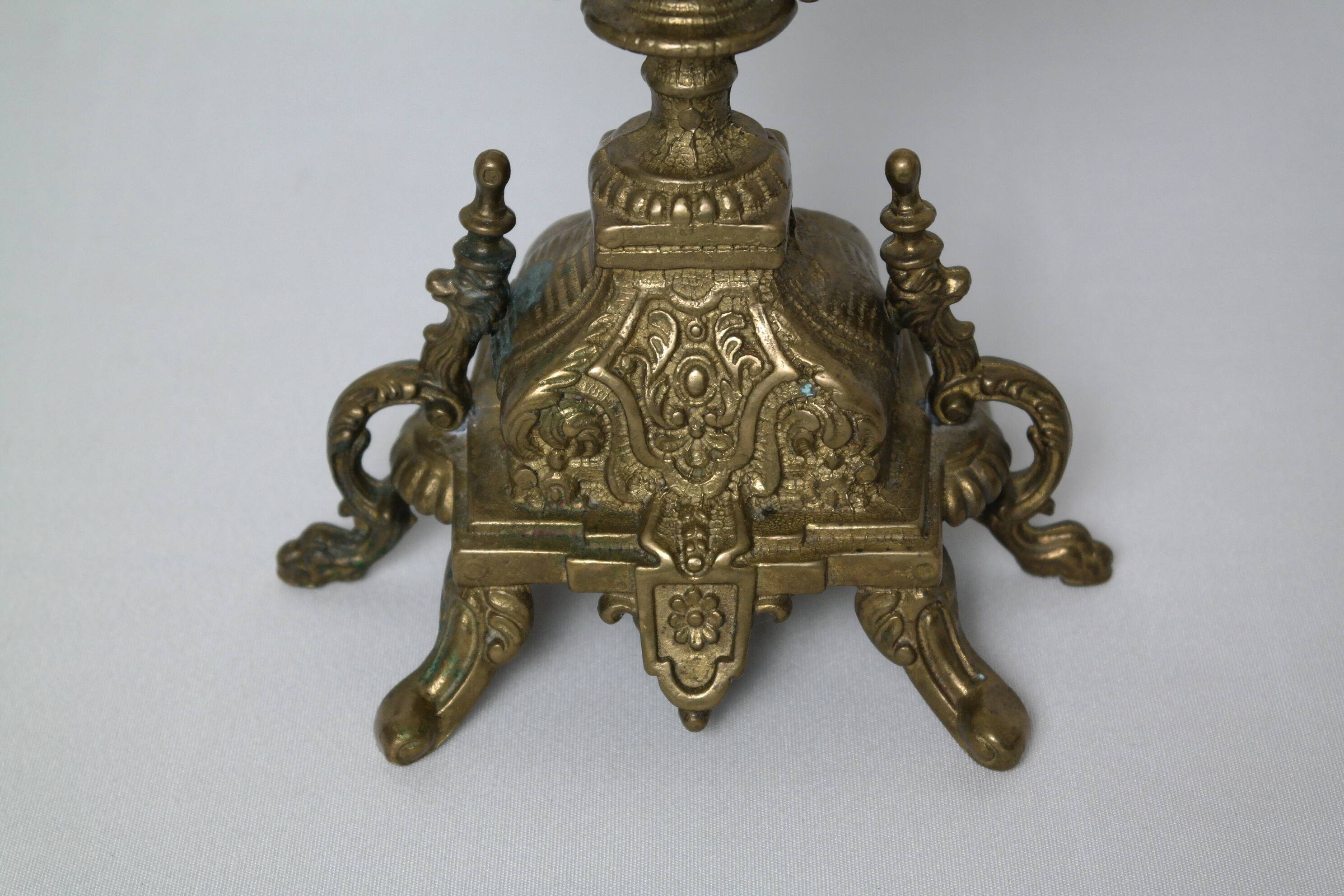 Pair of brass candelabras