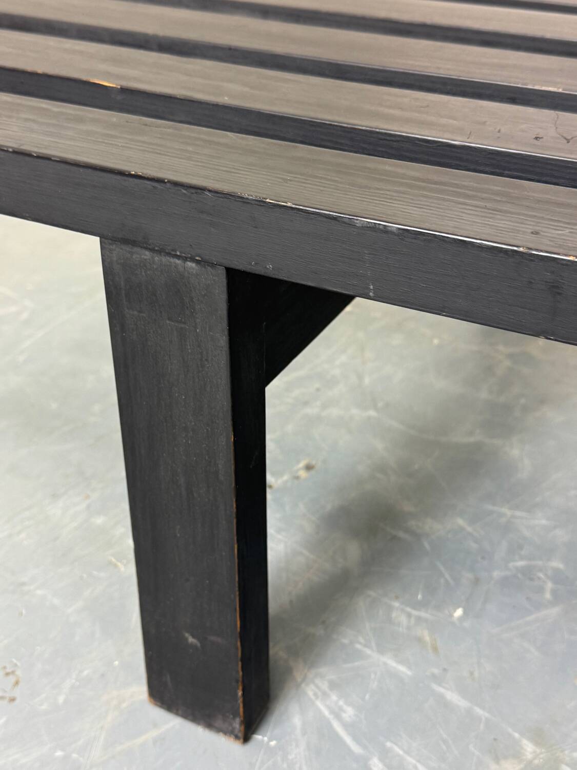 XL Vintage MCM Martin Visser black slat bench coffee table, 1960s