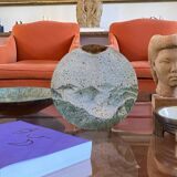 Pierre Devie, Mid-century modern green ceramic solifleur vase, France 1980