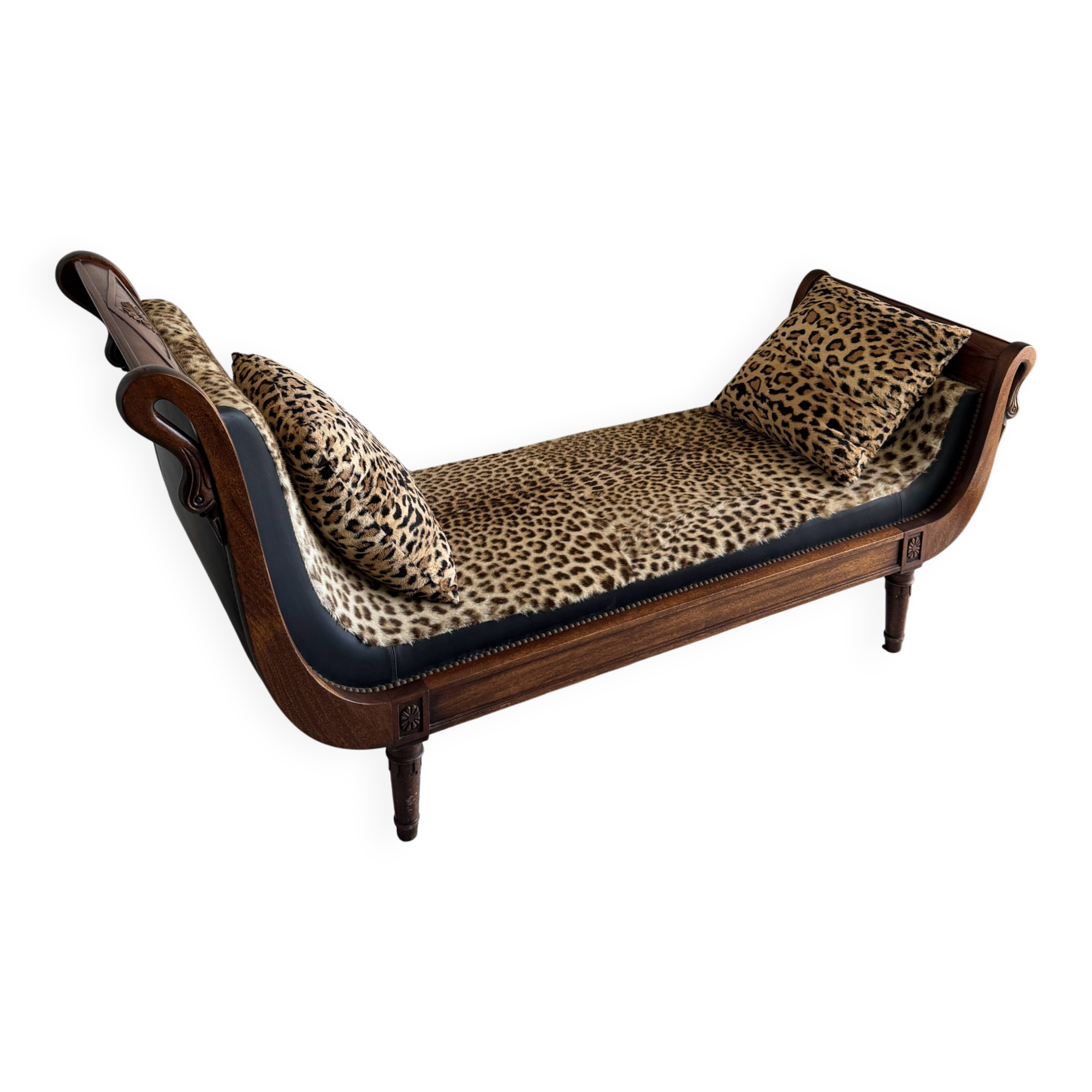 Empire-style wooden daybed / chaise longue