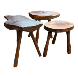 Suite of 3 brutalist stools