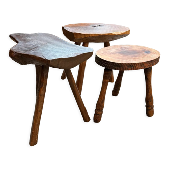 Suite of 3 brutalist stools