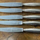 Series of 5 large Christofle knives model Ribbons