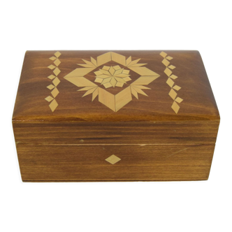 Mid-century Small Hand Carved Wood Box,1950's.