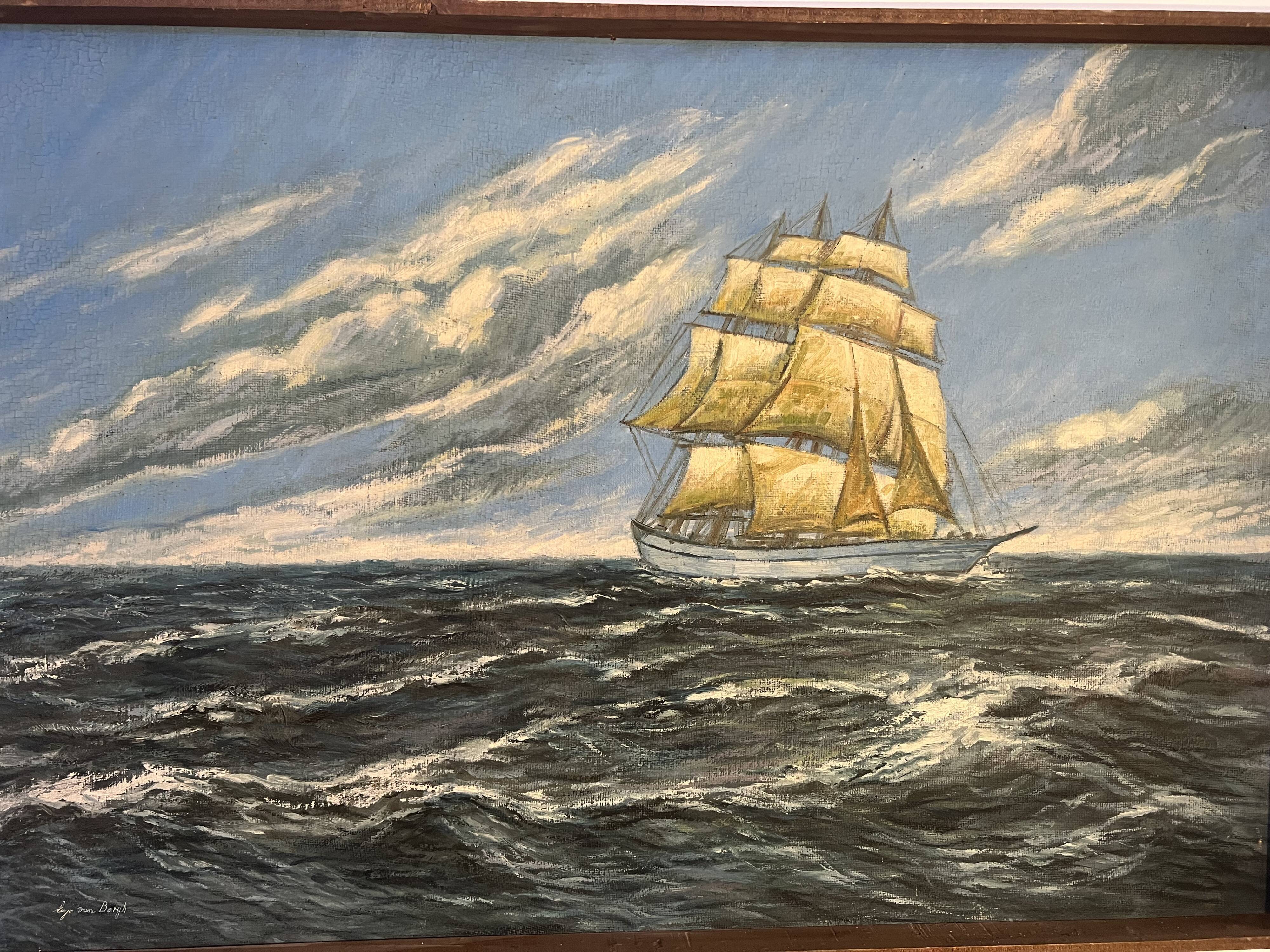 Marine board boat at sea