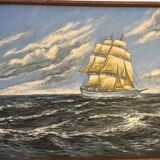 Marine board boat at sea