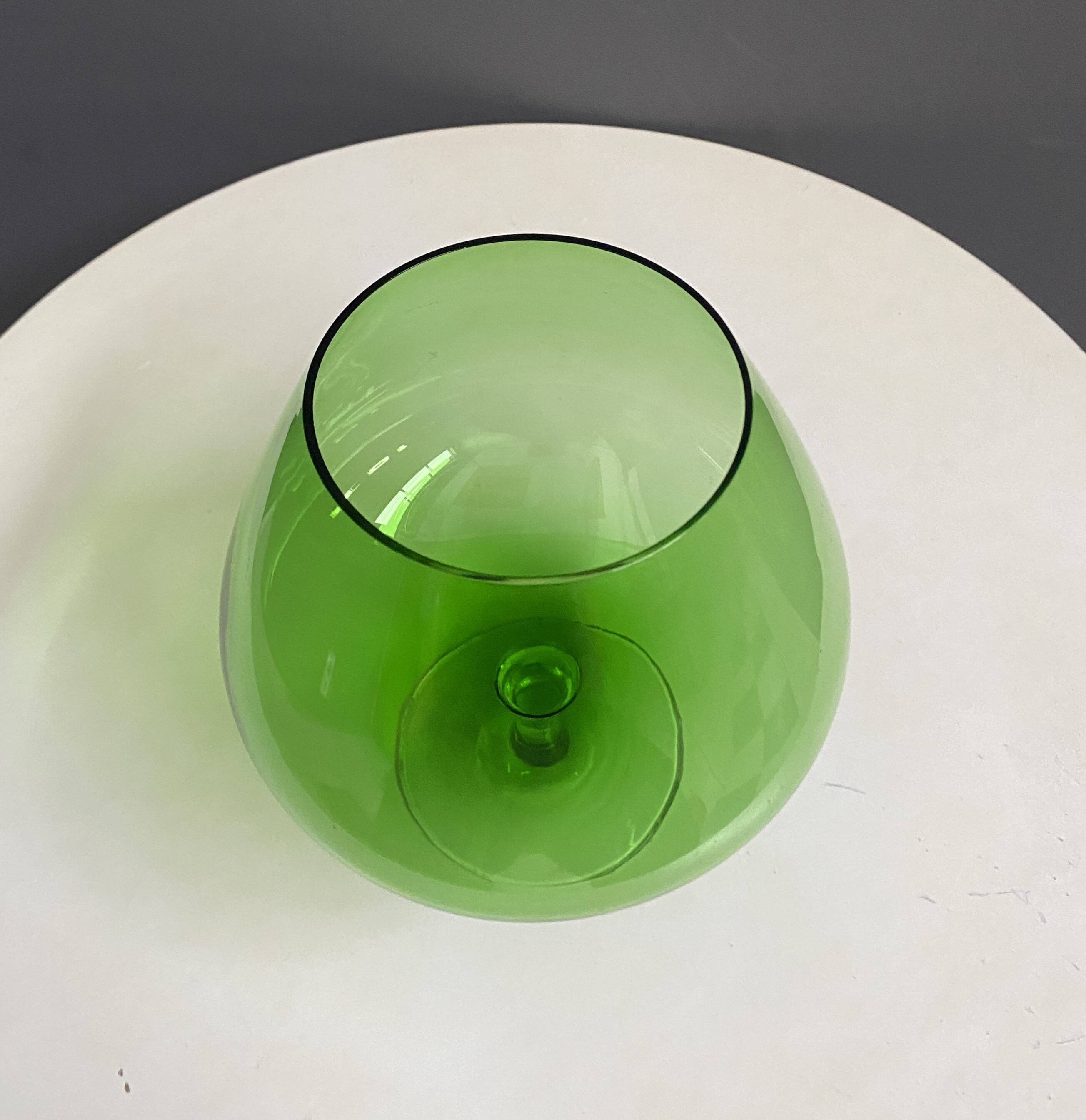 Empoli green large cognac glass shape vase 1960s